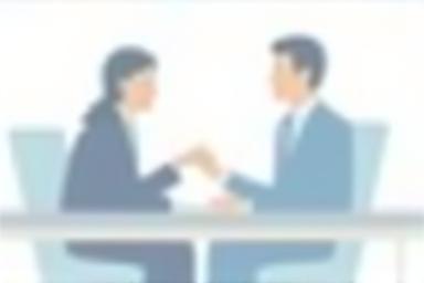 Illustration of two professionals discussing strategy in a meeting