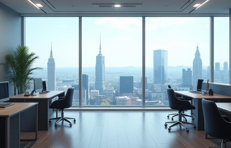 Modern office interior or cityscape of Zurich reflecting professionalism